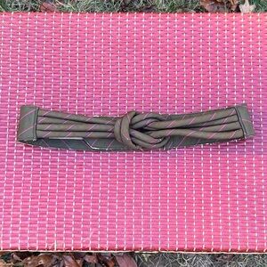 Vintage Four-Cord Knotted Waist Belt Green Striped Velcro Women’s Fashion XS